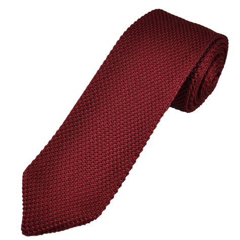 Slim Cut Burgundy Knit Tie with Pointed End